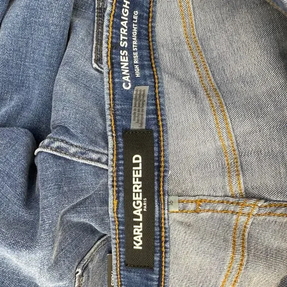 Karl Lagerfeld Paris Jeans Women's 16 Blue Cannes Straight High Rise L2TK2276 - Picture 8 of 14